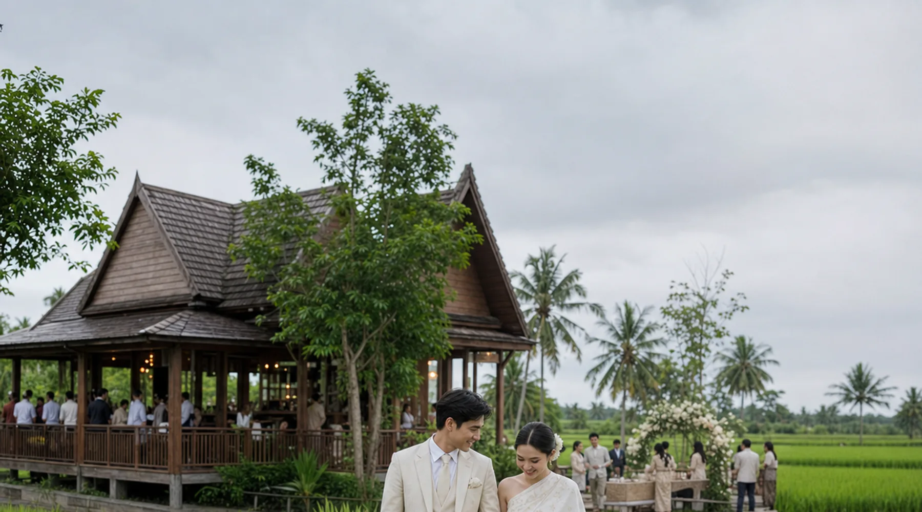 งานกลางทุ่ง ฤดูข้าวเขียว — เรือนพักกลางทุ่ง (สถานที่สมมติ)