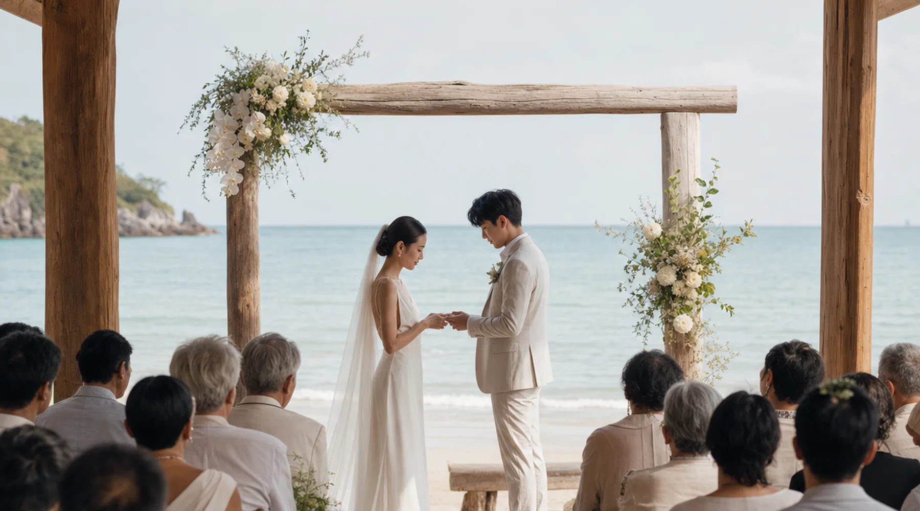 พิธีริมทะเล ศาลาเปิดโล่ง — ศาลาริมหาดบ้านกรูด (สถานที่สมมติ)